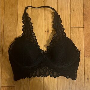 PINK Victoria’s Secret black lace halter bra bralette